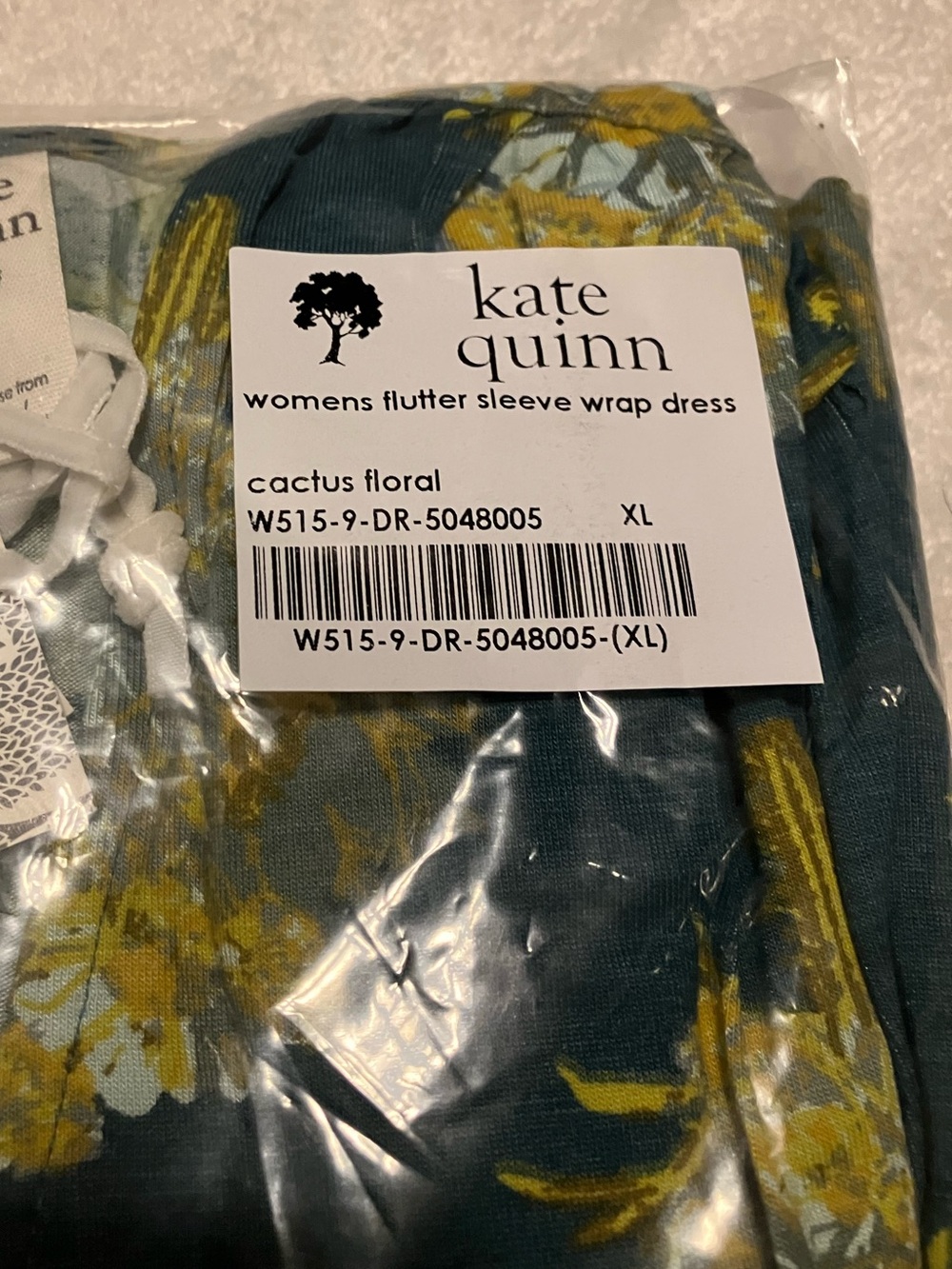 kate quinn Teal and Mustard Floral V-Neck Wrap Dress - Picture 3 of 4